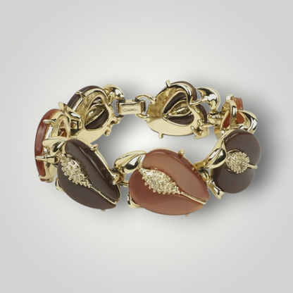 Vintage Lisner Caramel & Gold Cabochon Bracelet