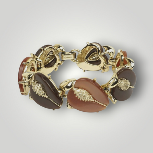 Vintage Lisner Caramel & Gold Cabochon Bracelet