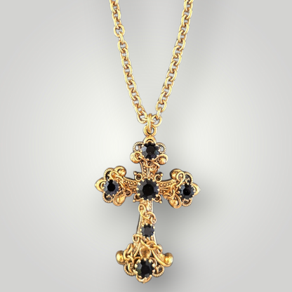 Sacred Art Cross Necklace – Black Swarovski