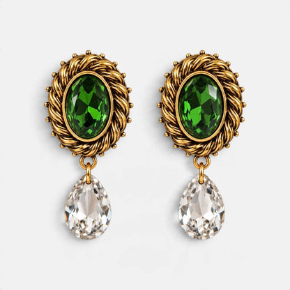 Emerald Green Florentine Baroque Drop Earrings