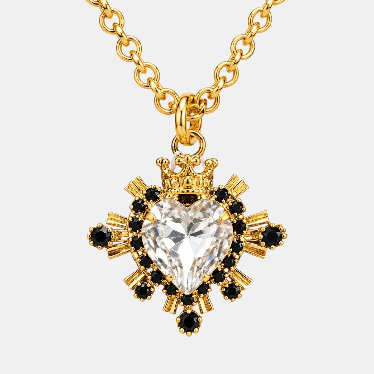 Florentine Crowned Crystal Heart Necklace