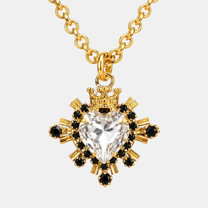 Florentine Crowned Crystal Heart Necklace