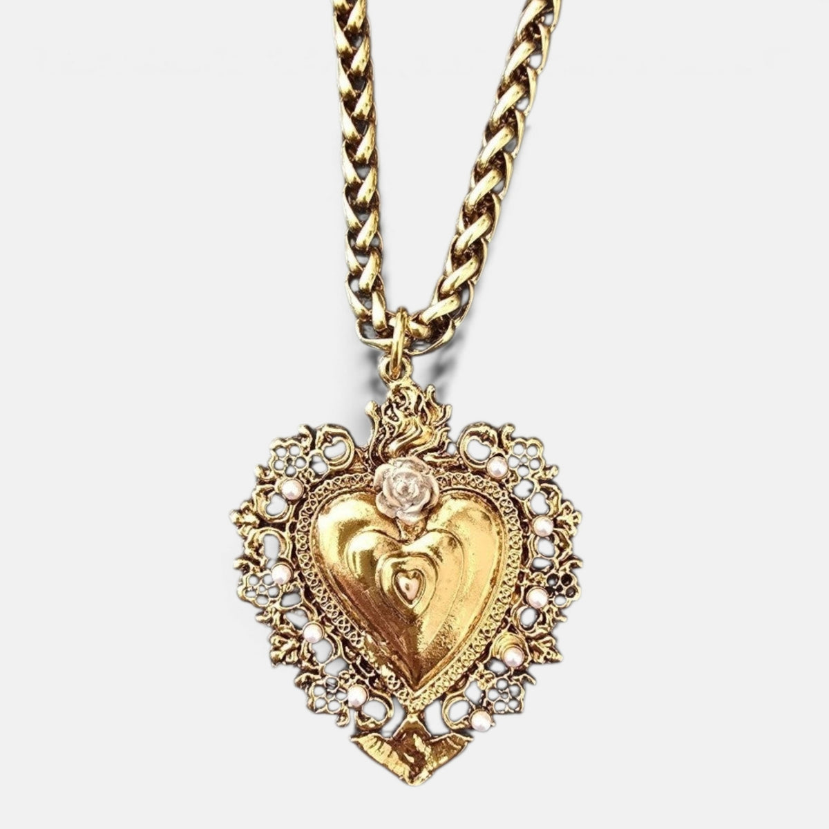 Sacred Heart Pearl Necklace