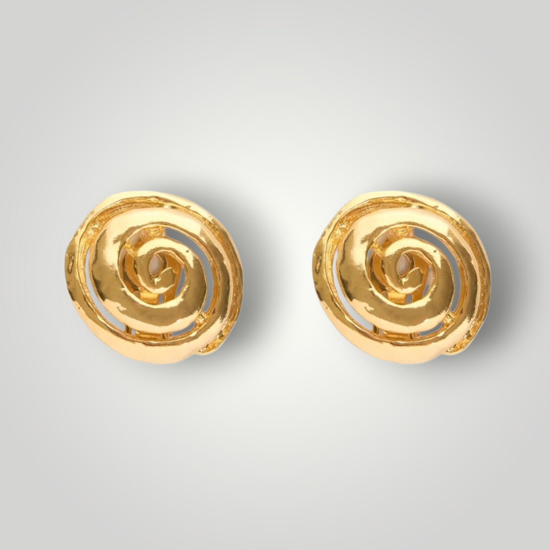 Vintage Spiral Gold Clip-On Earrings