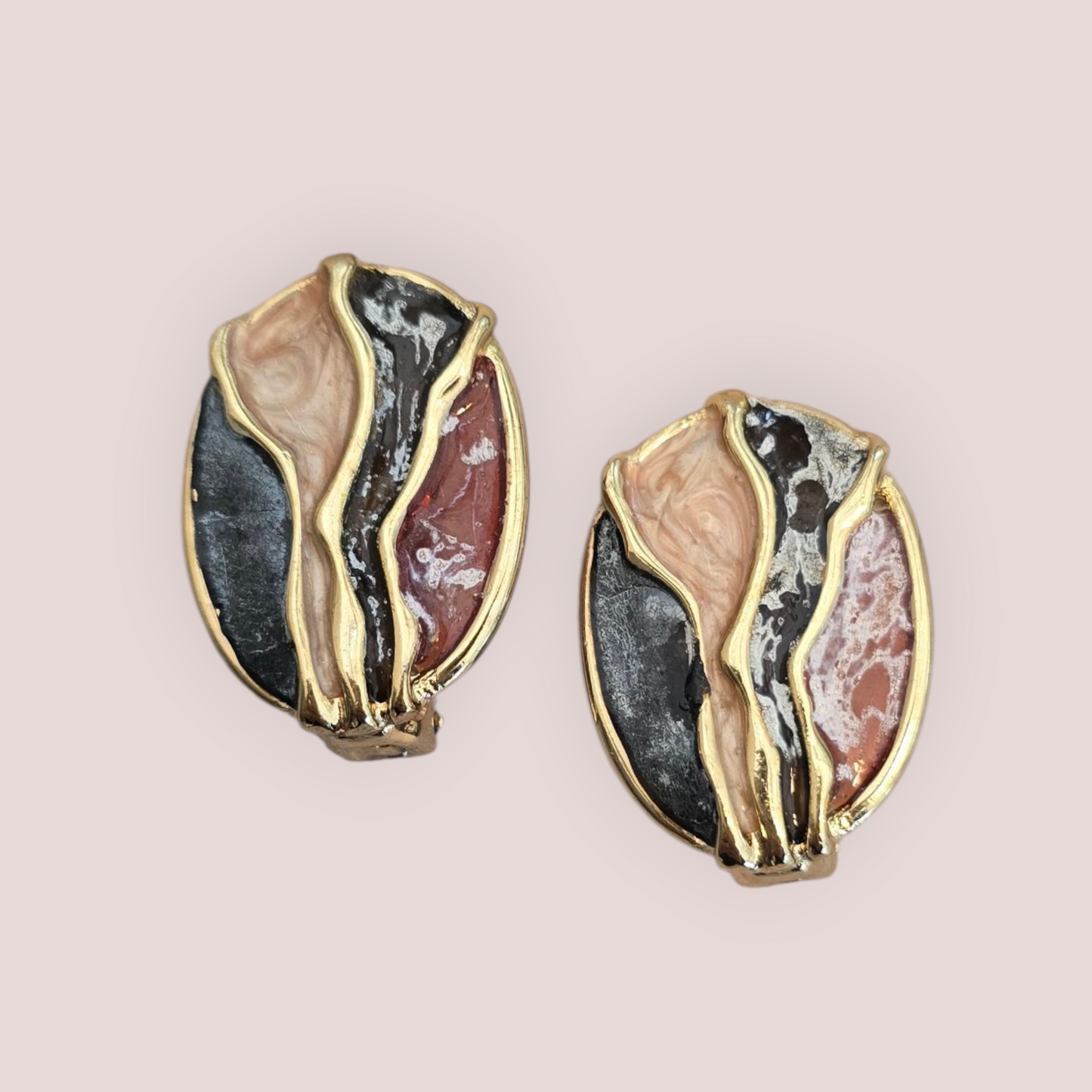 Vintage Enamel Clip-On Earrings