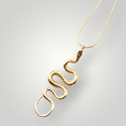Gold Snake Pendant Necklace – Stainless Steel Gold Plated Statement Necklace