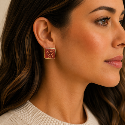 Vintage Italian Red Resin Clip-On Earrings