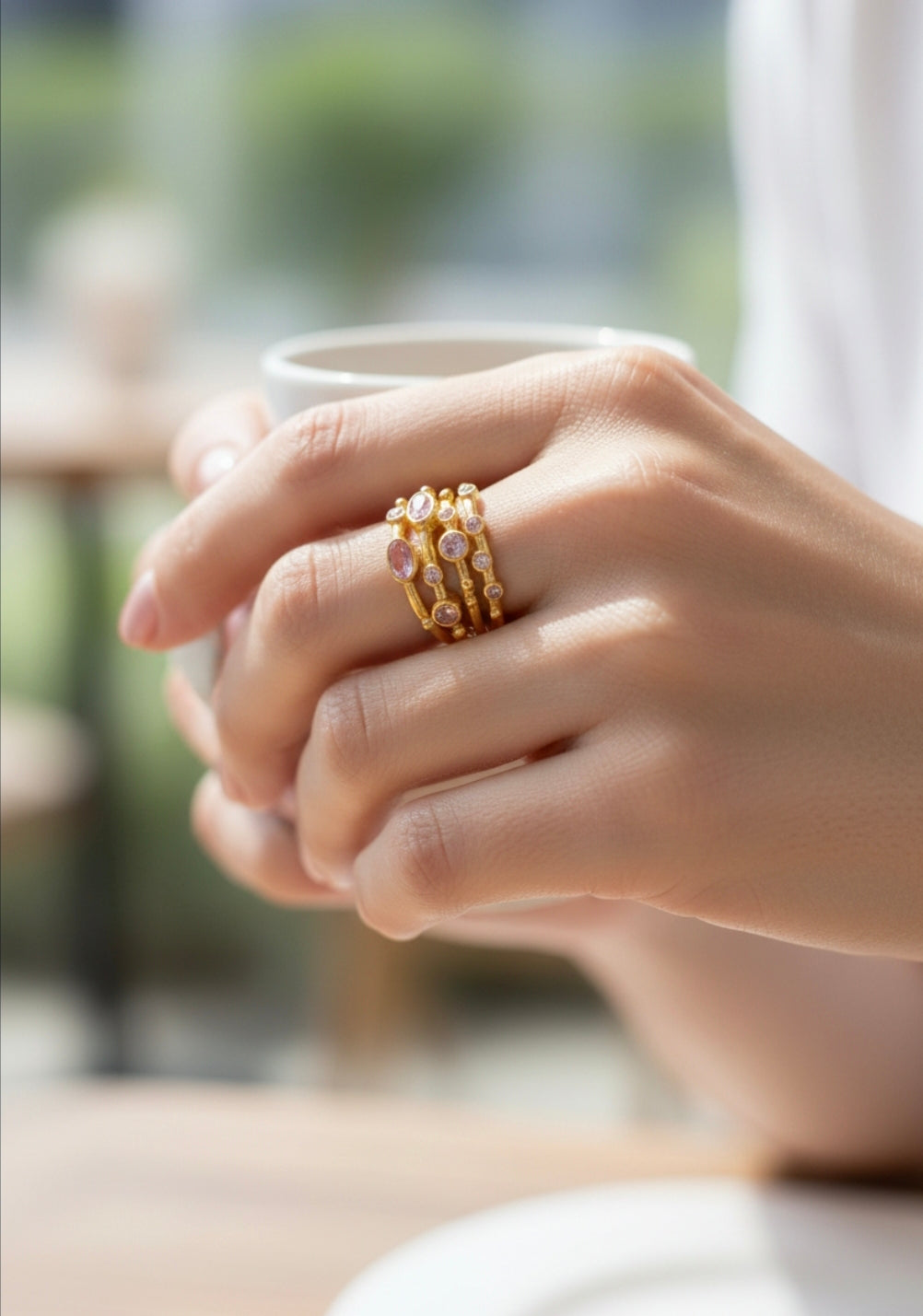 Elena Pink Zirconia 18ct Gold Plated Ring