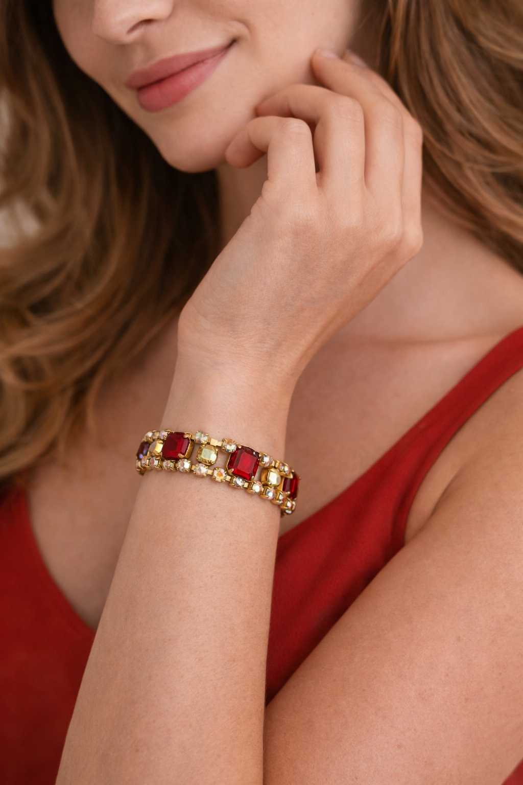Rosalia – Vintage Ruby Crystal Bracelet
