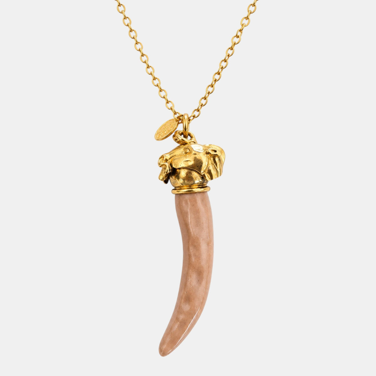 Italian Cornicello Necklace – Ivory Ceramic & Sculpted Gold