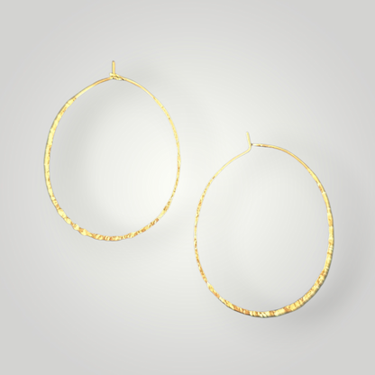 Large Hammered Gold Hoops – Stainless Steel Statement Earrings