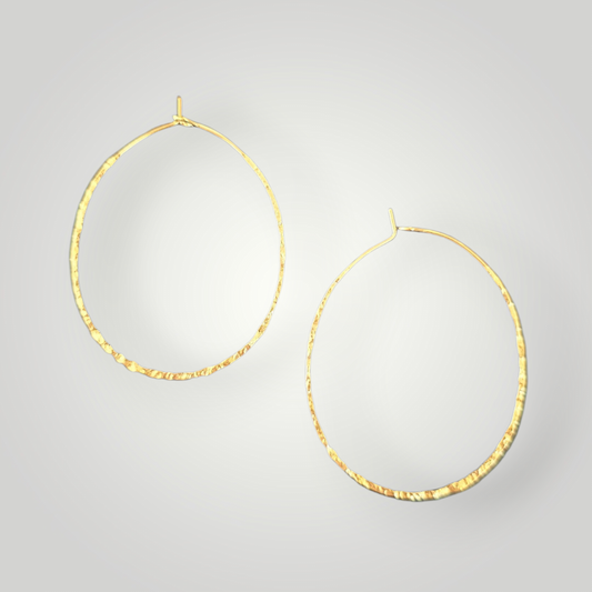 Large Hammered Gold Hoops – Stainless Steel Statement Earrings