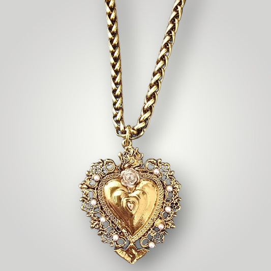Sacred Heart Pearl Necklace