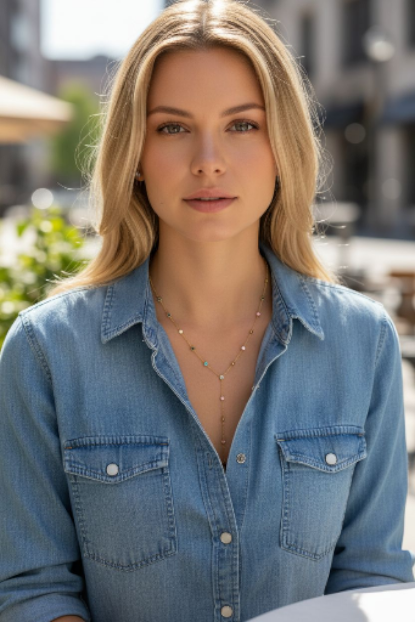 Capri Lariat Necklace - 18ct Gold Plated Stainless Steel