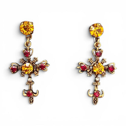 Sacred Topaz Cross Earrings
