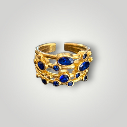 Elena Blue Zirconia 18ct Gold Plated Ring