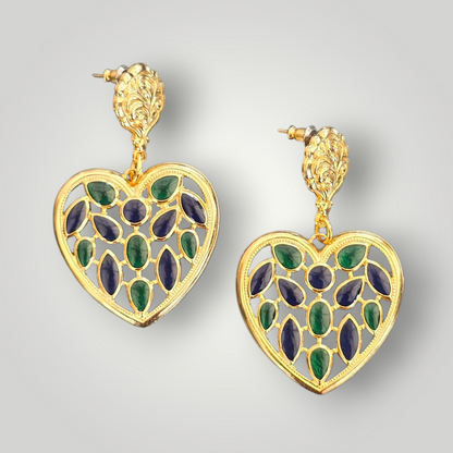 Vintage Heart Statement Earrings