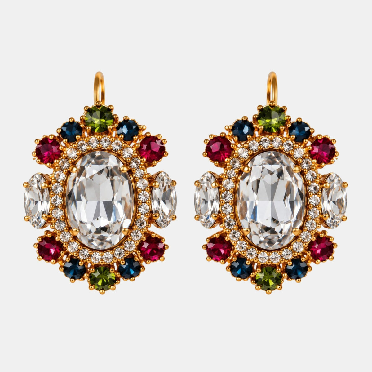 Multicolour Crystal Statement Earrings