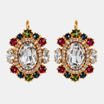 Multicolour Crystal Statement Earrings