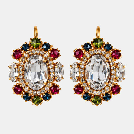 Multicolour Crystal Statement Earrings