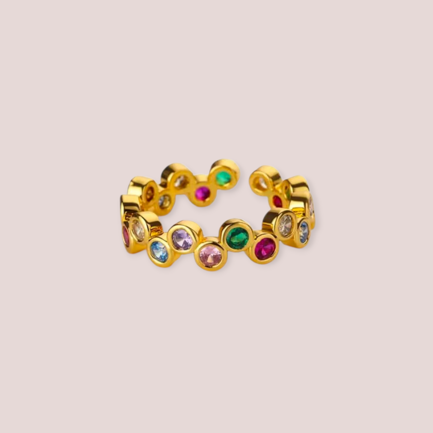 Viva Multicolour Ring – 18k Gold Plated Stainless Steel, Waterproof