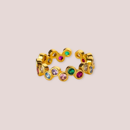 Viva Multicolour Ring – 18k Gold Plated Stainless Steel, Waterproof