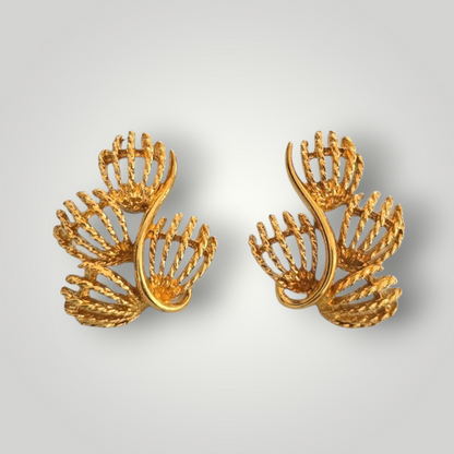 Vintage Napier Gold Leaf Necklace & Earrings Set – 1970s