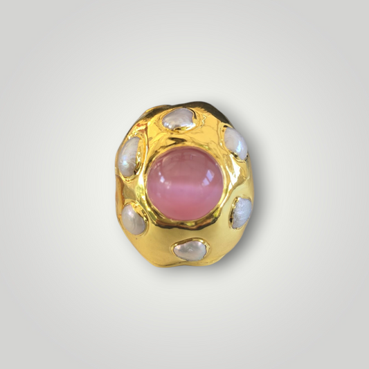 Gaia Bloom Ring - 24ct Gold Plated - Pearl