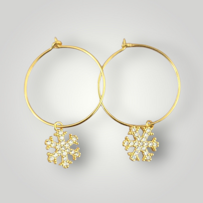 Frosted Sparkle Hoop Earrings 18ct plated on Sterling Silver