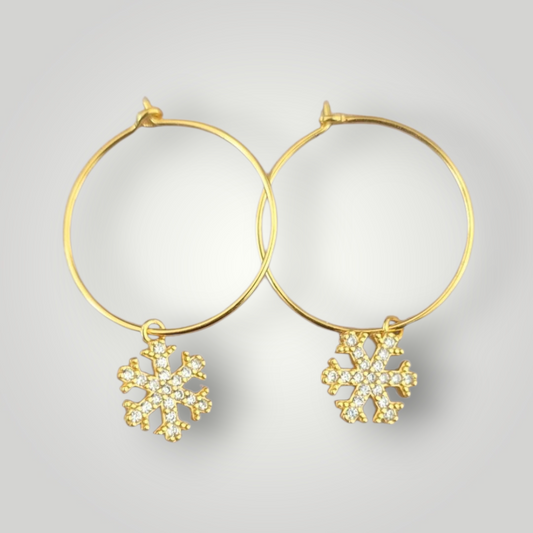 Frosted Sparkle Hoop Earrings 18ct plated on Sterling Silver