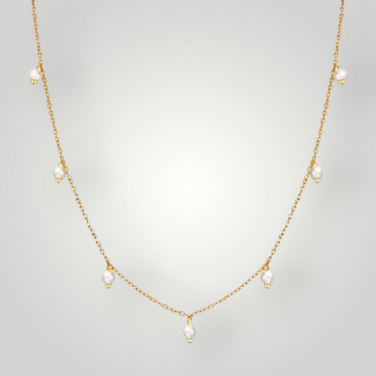 Ava Pearl Drop Necklace – 18k Gold Plated Stainless Steel, Waterproof