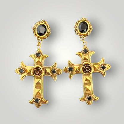 Sacred Rose Cross Earrings