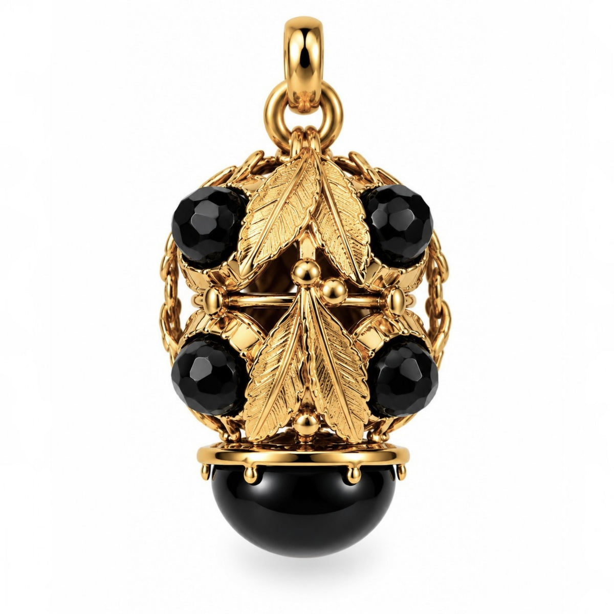 Noir Vintage Glass Sculptural Pendant Necklace