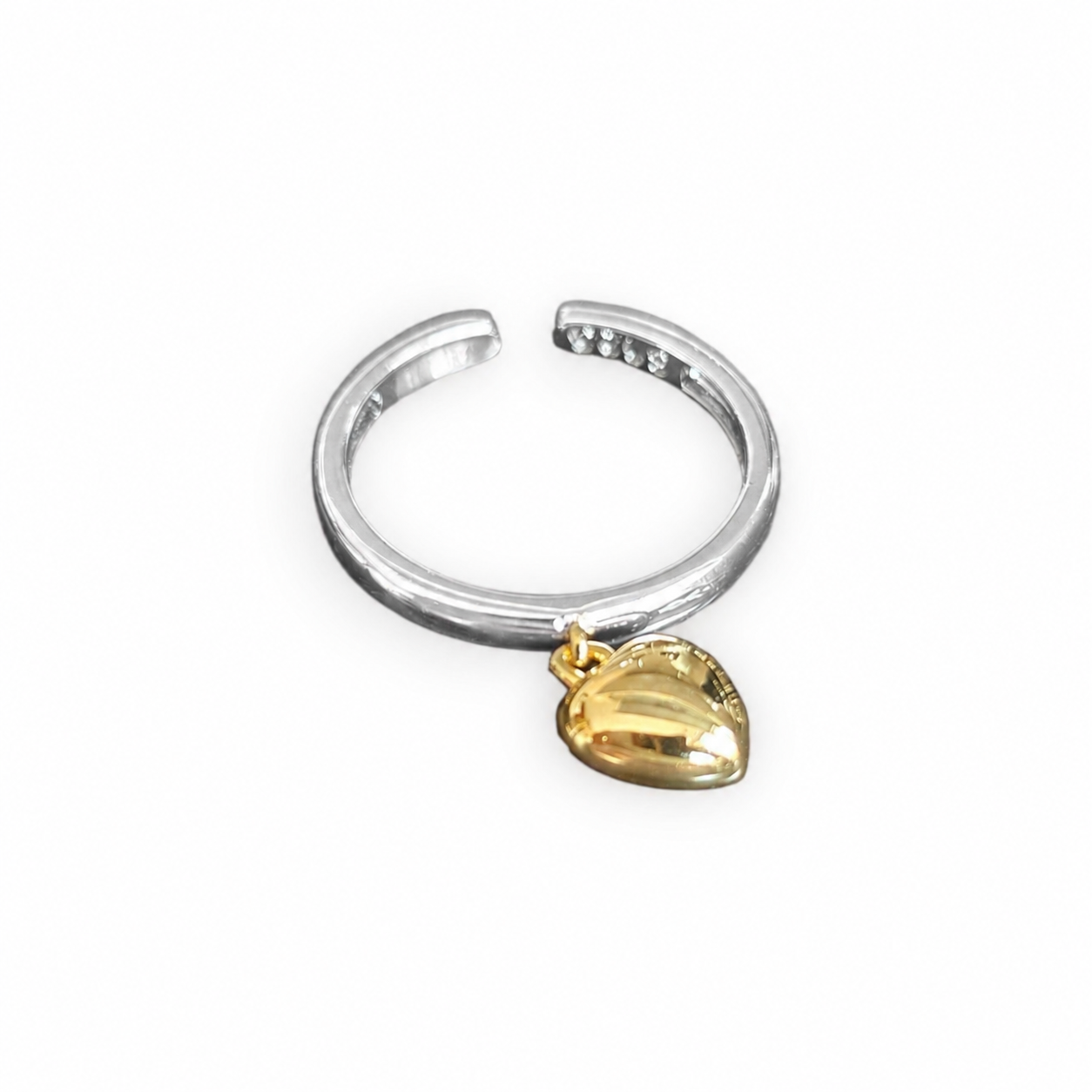 Sterling Silver Adjustable Heart Charm Ring