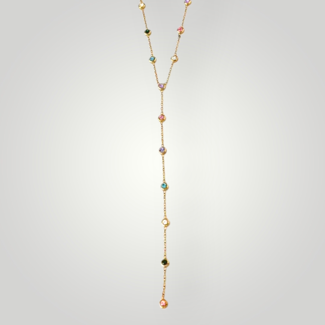 Capri Lariat Necklace - 18ct Gold Plated Stainless Steel