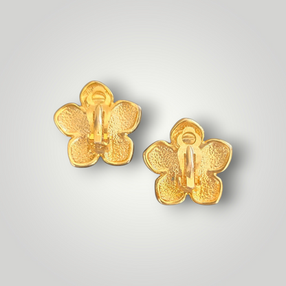 Vintage Mint Blossom Crystal Clip-On Earrings