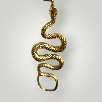Gold Snake Pendant Necklace – Stainless Steel Gold Plated Statement Necklace