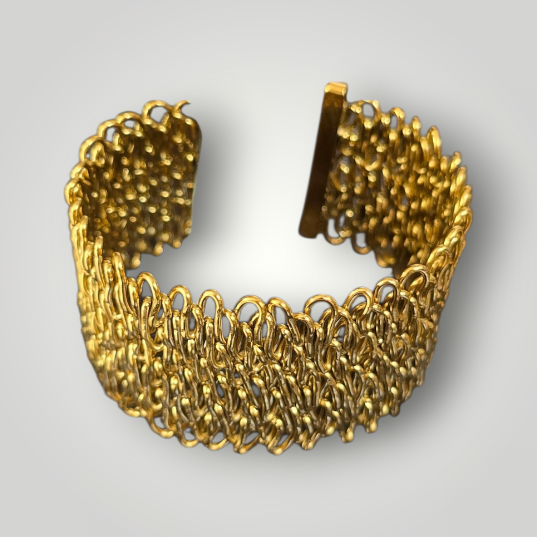 Statement Gold Cuff Bracelet – Stainless Steel Matte Finish Wide Cuff