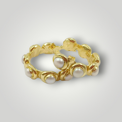 Ophelia Gold Pearl Hoops - 18ct Gold Plated Freshwater Pearls