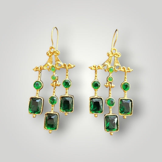 Emerald Green Statement Chandelier Earrings