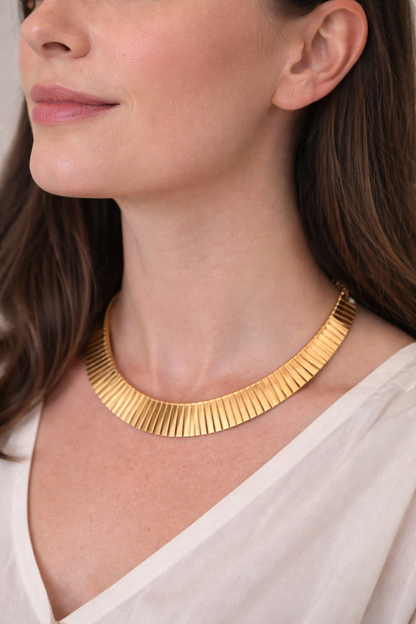 Vintage Gold Sculptural Collar Necklace
