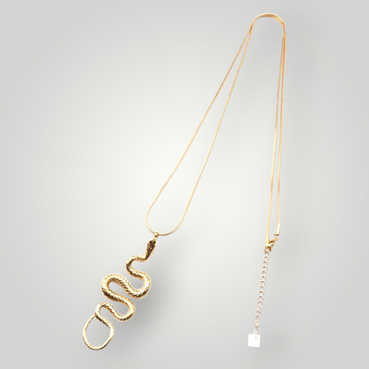 Gold Snake Pendant Necklace – Stainless Steel Gold Plated Statement Necklace