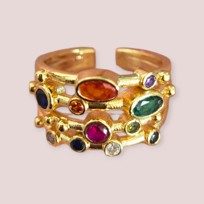Prism Gemstone Ring – 18ct Gold Plated