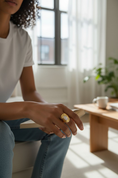 Kiara Keshi Pearl ring - 24ct gold plated