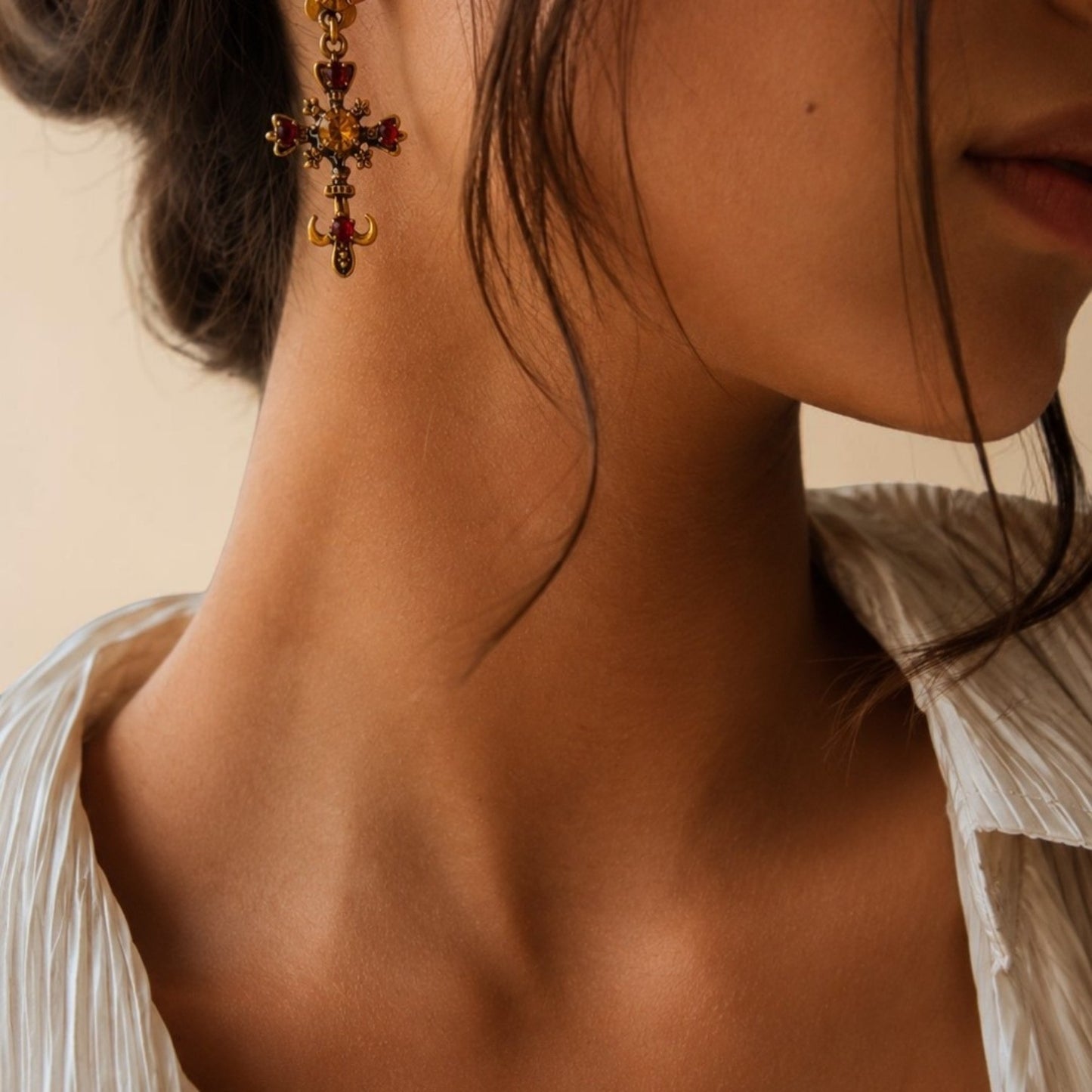 Sacred Topaz Cross Earrings
