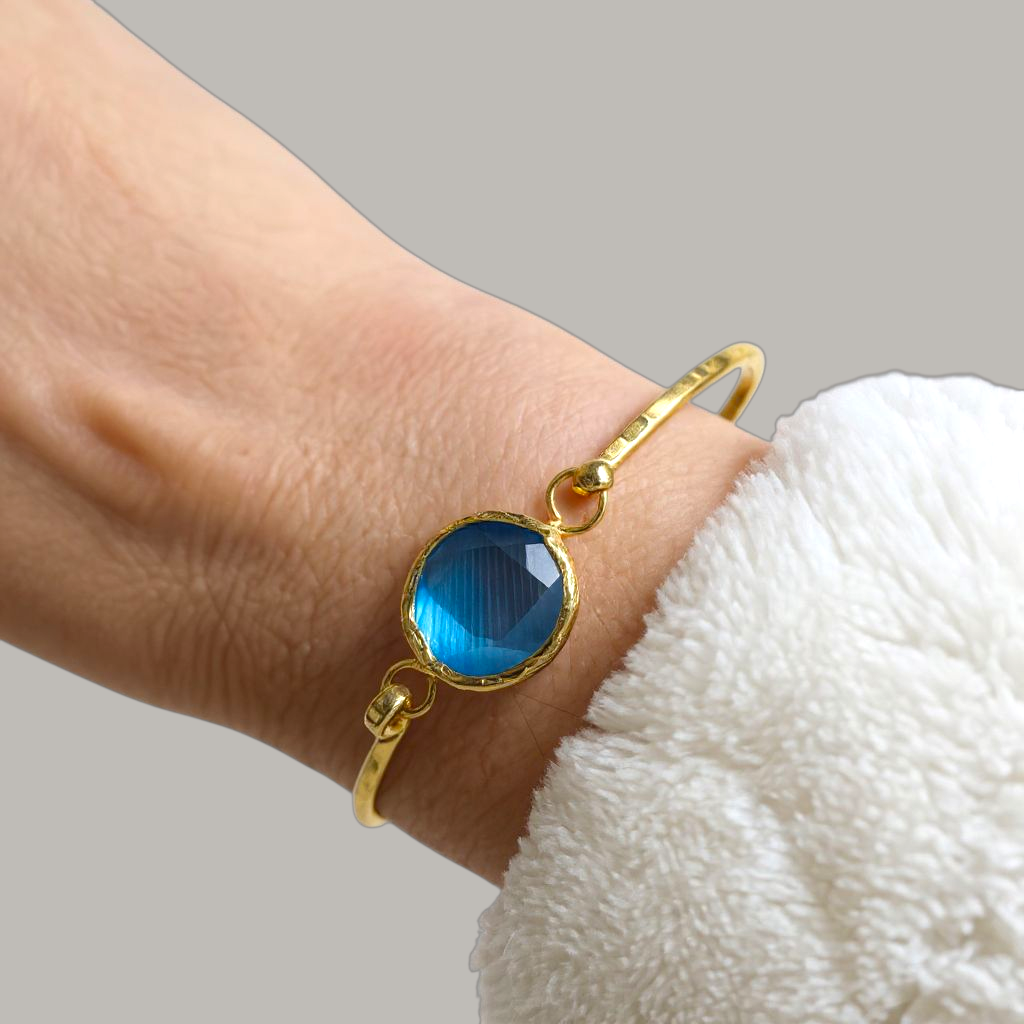 Siena Blue Chalcedony 18k Gold Plated Bracelet
