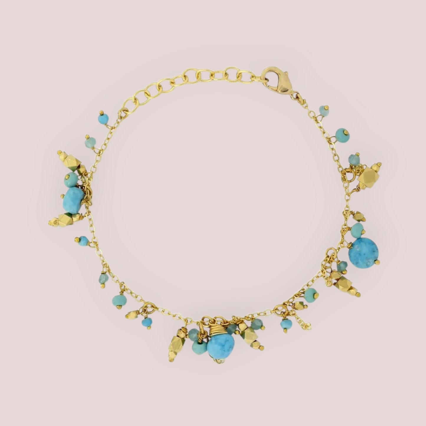 Clarissa Bracelet Turquoise - 22ct Gold Plated Brass