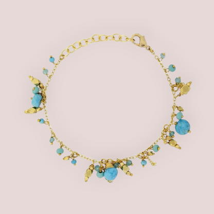 Clarissa Bracelet Turquoise - 22ct Gold Plated Brass