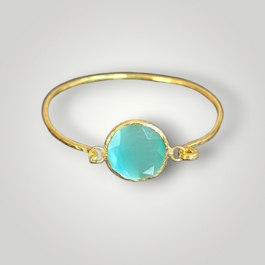 Marina Aqua Chalcedony - 18k Gold Plated Bracelet