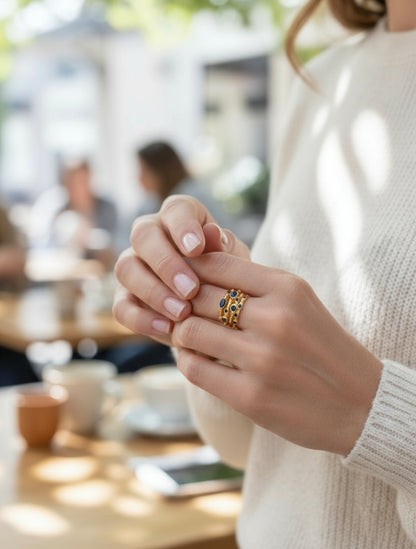 Elena Blue Zirconia 18ct Gold Plated Ring